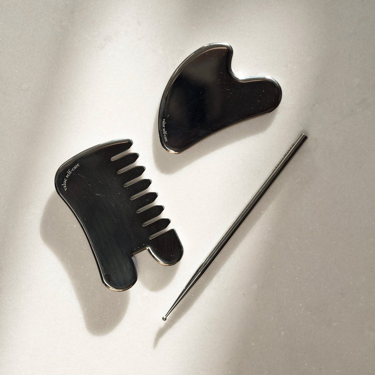 Self Care Collection Acupressure Pen Gua Sha Comb stainless steel